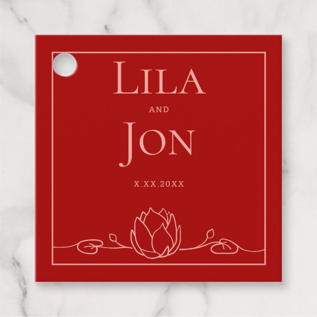Lotus Personalisierte Gastgeschenk Hochzeit Tags Geschenkanhänger (Vorderseite)