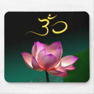 Lotus/Pink+Magenta+Om, DIREKT-Text Mousepad