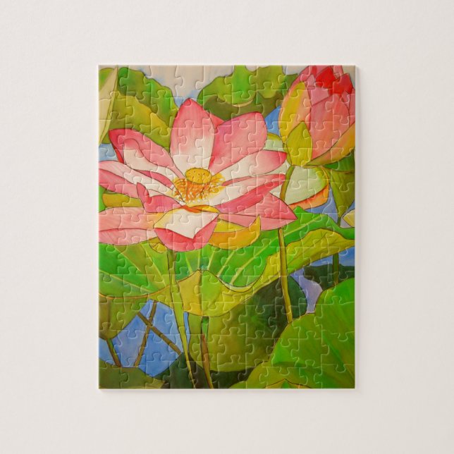 Lotus pink Wasserlilie Aquarellmalerei (Vertikal)
