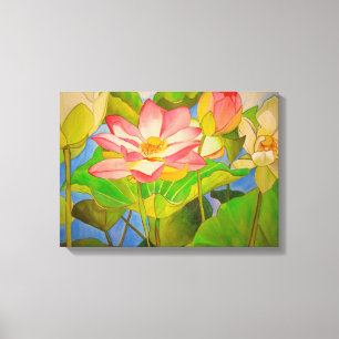 Lotus pink Wasserlilie Aquarellmalerei Leinwanddruck
