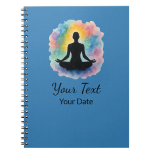 Lotus Pose Wasserfarben Aura Yoga Notizblock