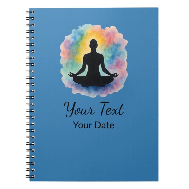 Lotus Pose Wasserfarben Aura Yoga Notizblock (Vorderseite)