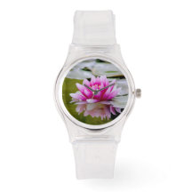 Lotus Print Foto Kristall Detail Uhr