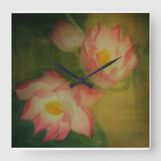 Lotus Quadratische Wanduhr (Vorderseite)