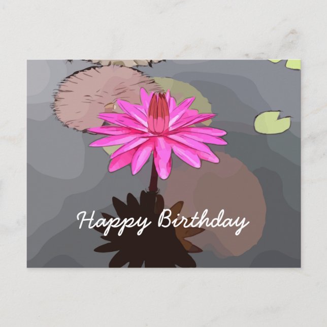 Lotus rose dans la carte d'anniversaire de l'étang (Devant)