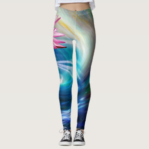 Lotus rose Fleur Bleu Blanc Flèche Leggings