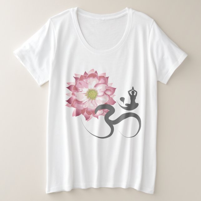 Lotus Rose Yoga Fleur et Calligraphie Zen Om Aum (Design devant)