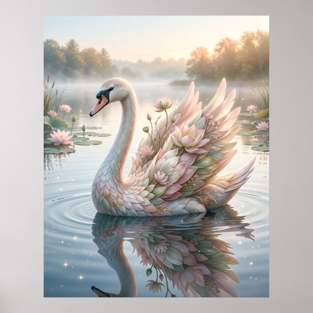 Lotus-Schwan-Dawn-See Poster (Vorne)