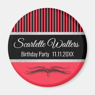 Lotus Scroll & Streifen - Silberfolie Magnet