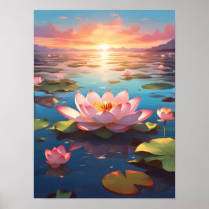 Lotus Serenity bei Sunset Poster