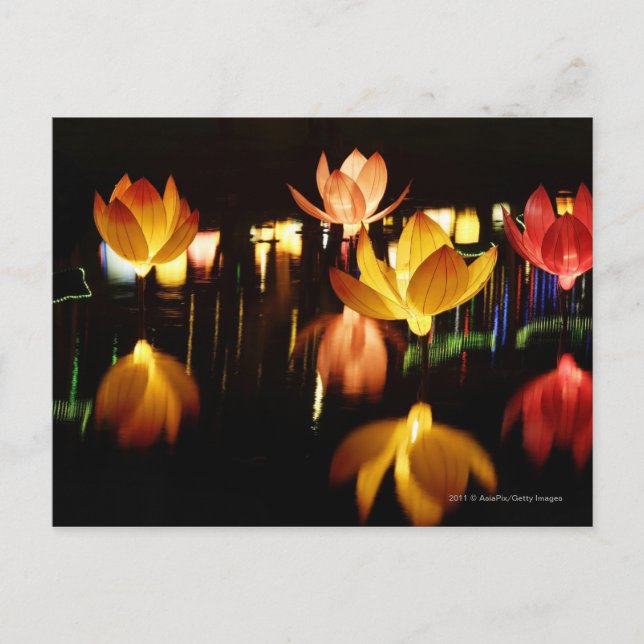 Lotus shaped lanterns for mid autumn festival postkarte (Vorderseite)