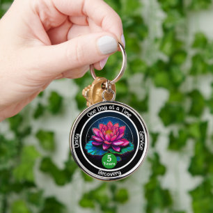 Lotus Sobriety Chip   Angepasste 12-Stufen-Medaill Schlüsselanhänger