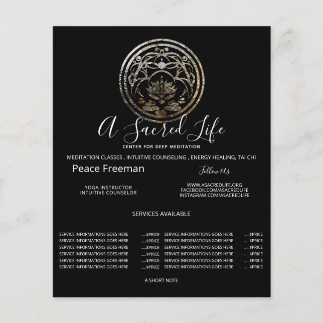 Lotus-Stille | Silber-Mandala-Design Flyer (Vorne)