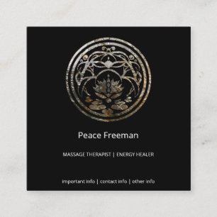 Lotus-Stille   Silber-Mandala-Design Quadratische Visitenkarte