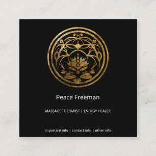 Lotus-Stillness   Goldenes Mandala-Design Quadratische Visitenkarte
