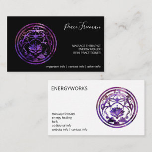 Lotus-Stillness   Lila Mandala-Design Visitenkarte