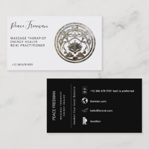 Lotus-Stillness   Silber-Mandala-Design Visitenkarte