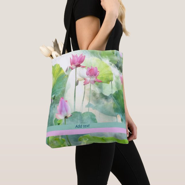 Lotus Summer, pastellfarbene Wasserfarben, Vorlage Tasche (Von Nahem)