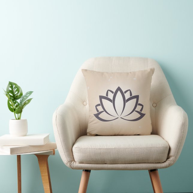 Lotus Symbol Throw Kissen Schwarz und Tan (Stuhl )