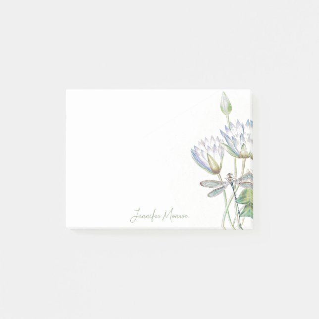 Lotus und Libelle personalisiert Post-it Klebezettel (Vorderseite)