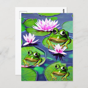 Lotus- und Lily-Pad-Frösche Postkarte