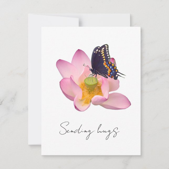 Lotus und Schmetterling Dankeskarte (Vorderseite)