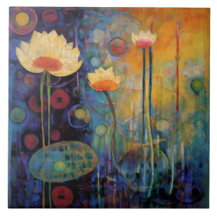 Lotus und Wasserlilien Keramikfliese