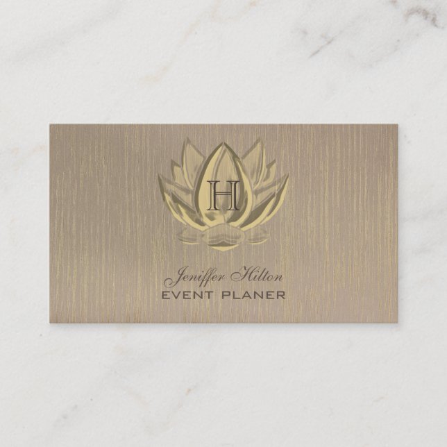 Lotus Vintages elegantes Kunstdeco-Monogramm Visitenkarte (Vorderseite)