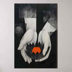 Lotus-Wandkunst - Abstrakte Hände mit Poster