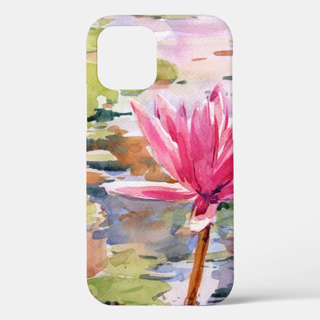 Lotus Wasserfarbe Blumenbilder Case-Mate iPhone Hülle (Rückseite)