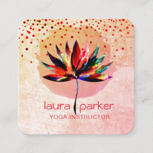 Lotus-Wasserfarbe-Regenbogen-Yoga-Massage-Therapeu Quadratische Visitenkarte