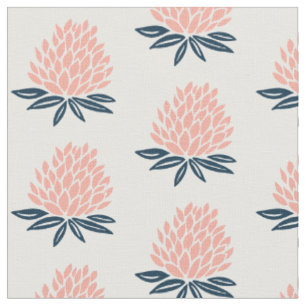 Lotus Wasserlilie Rosa blaues Muster Stoff