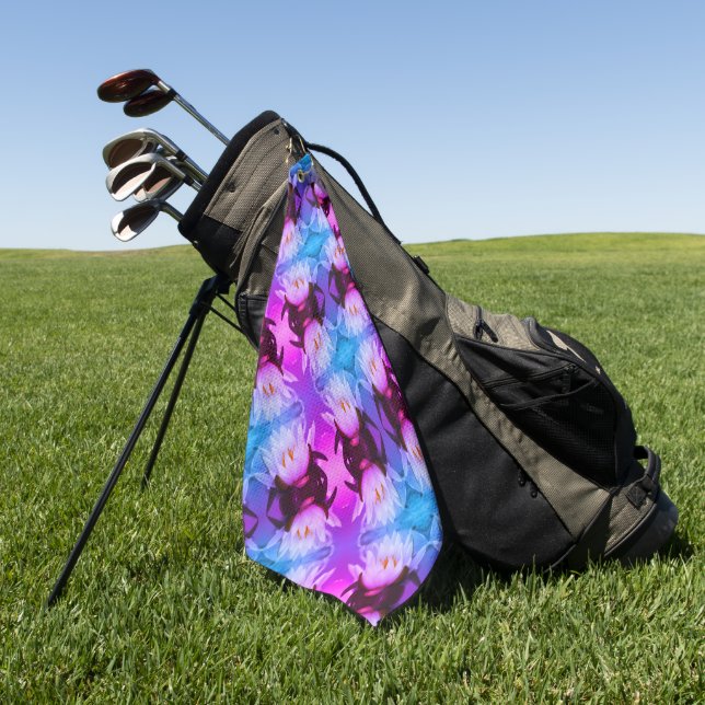 Lotus Water Lilie Blume Abstraktes Art Pattern Golfhandtuch (Gras)