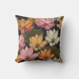 Lotus Water Lilies Pink Yellow White Green Kissen