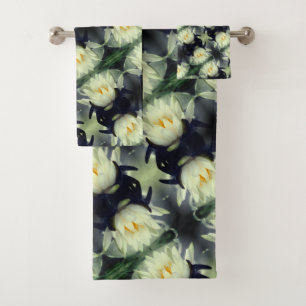 Lotus Water Lily Blume Muster Badhandtuch Set