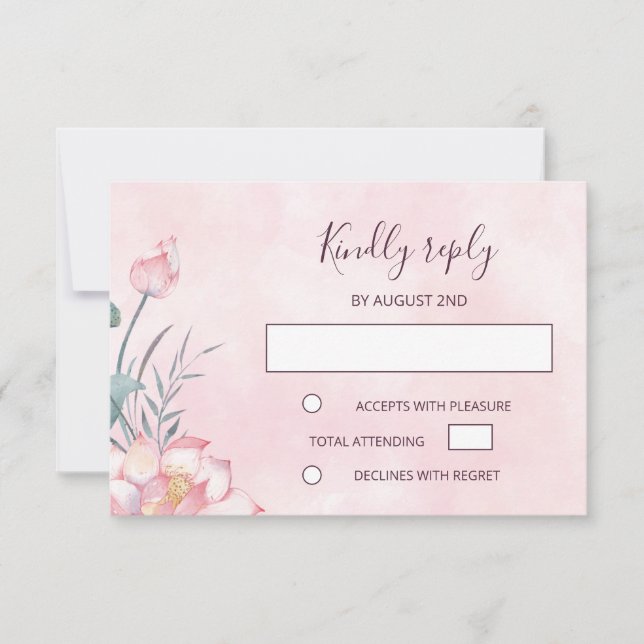 Lotus Wedding RSVP Karte (Vorderseite)