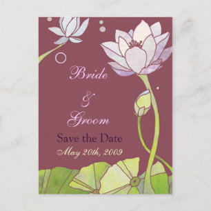 Lotus Wedding Save the Date Postcards Ankündigungspostkarte