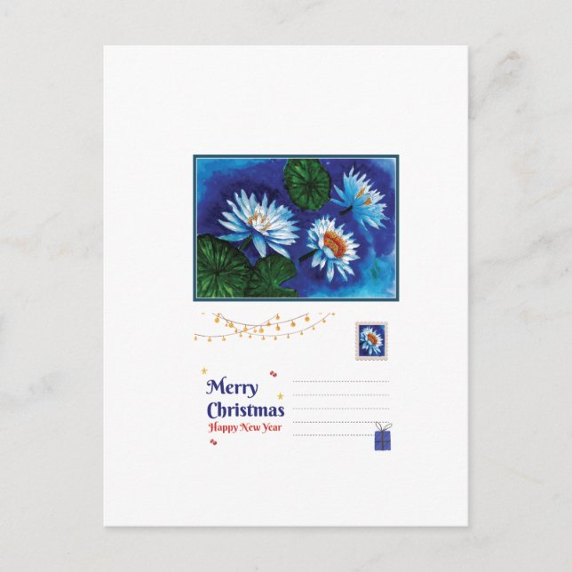 Lotus-Weihnachtskarte – Friedliche Feiertagsgrüße Postkarte (Vorderseite)