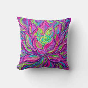 Lotus-Wurfkissen – Neon-Blüte Kissen