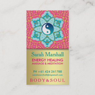 Lotus Yoga Aqua Pink Gold Karte