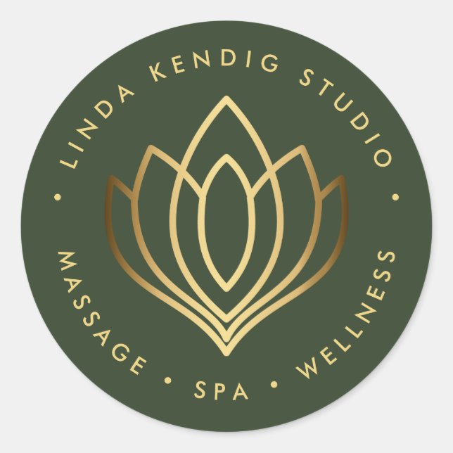 Lotus-Yoga | Grün | Wellness-Massage-Wellness-Cent Runder Aufkleber (Vorderseite)