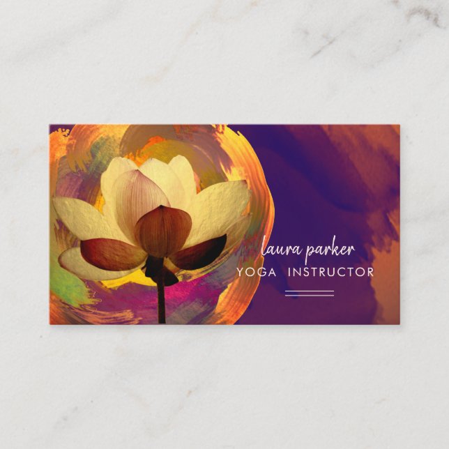 Lotus-Yoga-Lehrer-Meditations-Zen-Farbe Visitenkarte (Vorderseite)