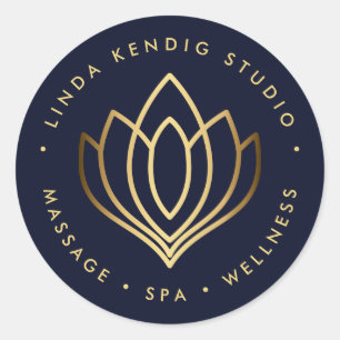 Lotus-Yoga-Symbol   Blue wellness massage Wellness Runder Aufkleber