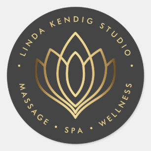 Lotus-Yoga-Symbol Grauer Wellnessmassage Wellnes Runder Aufkleber