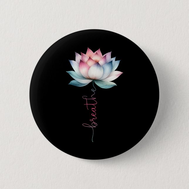Lotusblume Atme Mystischer Hippie Meditation Yo Button (Vorderseite)