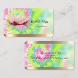Lotusblume Goldstreifen Yoga Farbige Tie Dye Visitenkarte