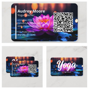 Lotusblume Moderne Elegante Vorlagen für Yogalehre Visitenkarte
