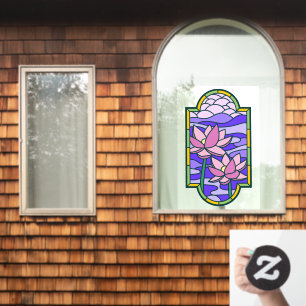 Lotusblumen-Buntglas-Sichtschutz Fensteraufkleber