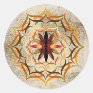 Lotusblüten-Aquarell-Gold-Mandala-Heilung-Yoga Runder Aufkleber