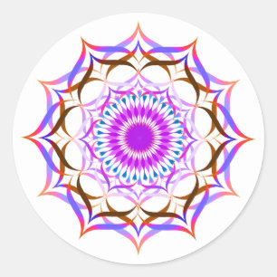 Lotusblüten Aquarell  Mandala Heilung Yoga Runder Aufkleber
